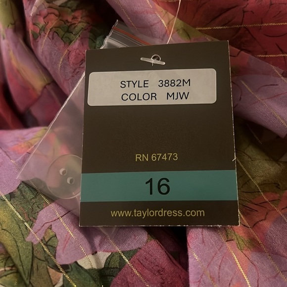 Taylor Pink Lilac Floral Sleeveless Maxi Wrap Dress Gold Metallic Stripe Size 16 - Picture 7 of 14